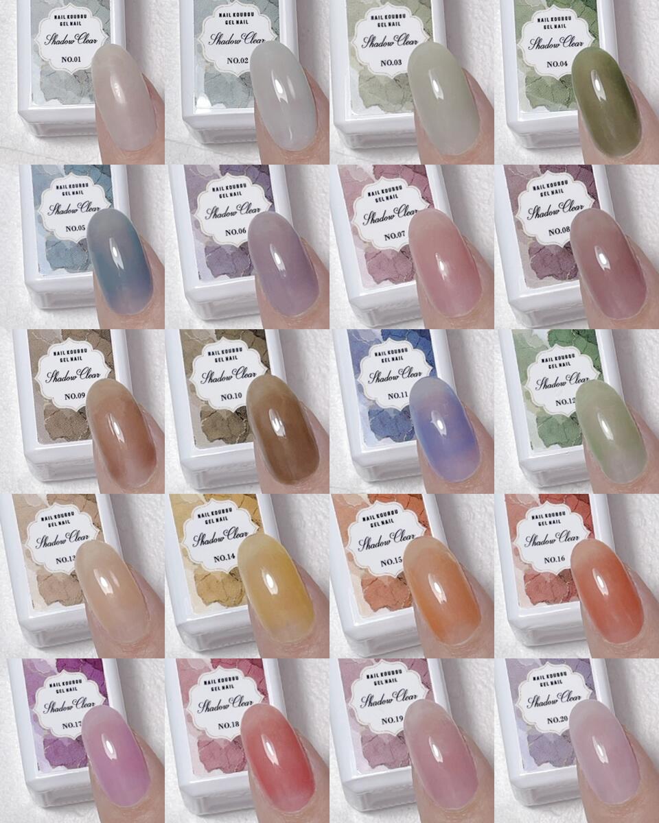 大人のくすみパステルカラー カラージェル ICE Clearの新色『 Shadow Clear 』 ジェルネイル クリアカラーとシアーカラー | パール ラメ シェル カラー ポリッシュ ネイルジェル アートジェル ジェルネイル用品 爪 カラージェルネイル ジェルネイルアート ネイル工房