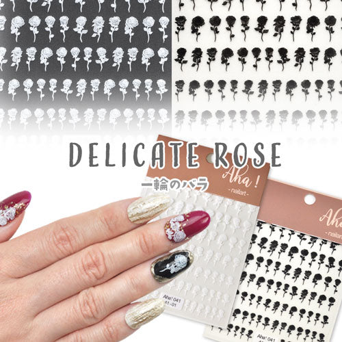 フラワーネイルシール 極薄 薔薇 バラ モード ブラック パンク 花 ホワイト カラージェル かわいい 貼るだけ簡単 ネイルシール | ネイル シール ネイル用品 フラワー 花柄 ジェルネイル ネイルパーツ ジェル ネイルシール