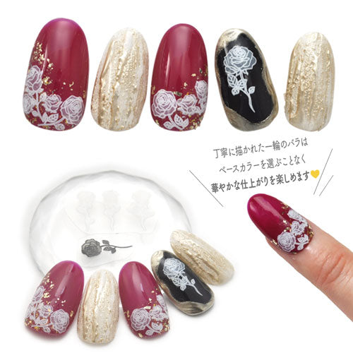 フラワーネイルシール 極薄 薔薇 バラ モード ブラック パンク 花 ホワイト カラージェル かわいい 貼るだけ簡単 ネイルシール | ネイル シール ネイル用品 フラワー 花柄 ジェルネイル ネイルパーツ ジェル ネイルシール
