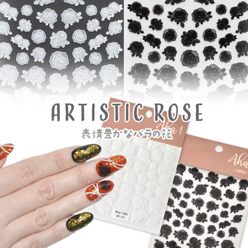フラワーネイルシール 透け感 極薄 薔薇 バラ モード ブラック 和風 花 ホワイト カラージェル かわいい 貼るだけ簡単 ネイルシール | ネイル シール ネイル用品 フラワー 花柄 ジェルネイル ネイルパーツ ジェル ネイルシール