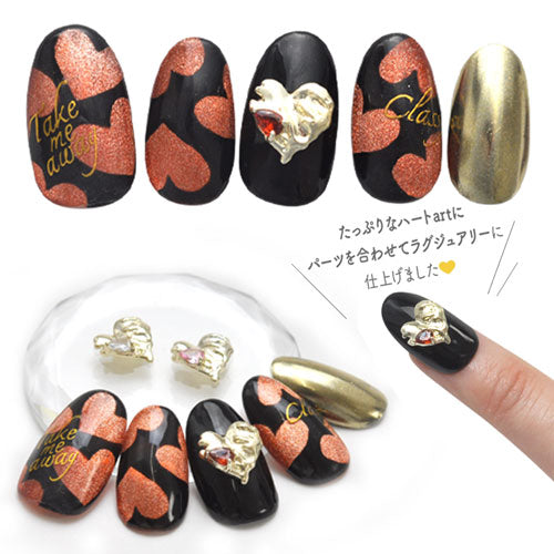 ネイルパーツ メタルパーツ クリスタル ハート プレート ゴールド ジュエリー パーツ メタルパーツ ビジュー | ネイル パーツ ネイル用品 デコ ネイルジュエリー ネイルアート ネイルグッズ デコパーツ ネイル工房 メタル ジェル 韓国
