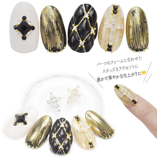 十字架 クロス ジルコニア メタルパーツ ネイルパーツ ハード ネイル パーツ ネイルジュエリー ネイルアート アンティーク ジェルネイル クリスタル ゴールド | ネイルパーツ ネイル用品 ジェル ジェルネイルパーツ ジェルネイル用品 ネイル工房