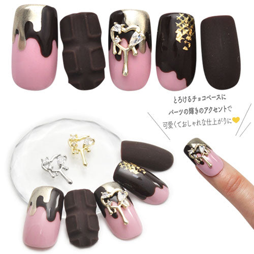 2個入 ジルコニア ネイルパーツ ゴールド シルバー メタルパーツ 溶けた ハート | ジェルネイル ネイル パーツ ジェル ネイル用品 ネイルジュエリー デコ メタル ネイルアート ジュエリーネイル ゴールドパーツ シルバーパーツ ネイル工房 バレンタイン