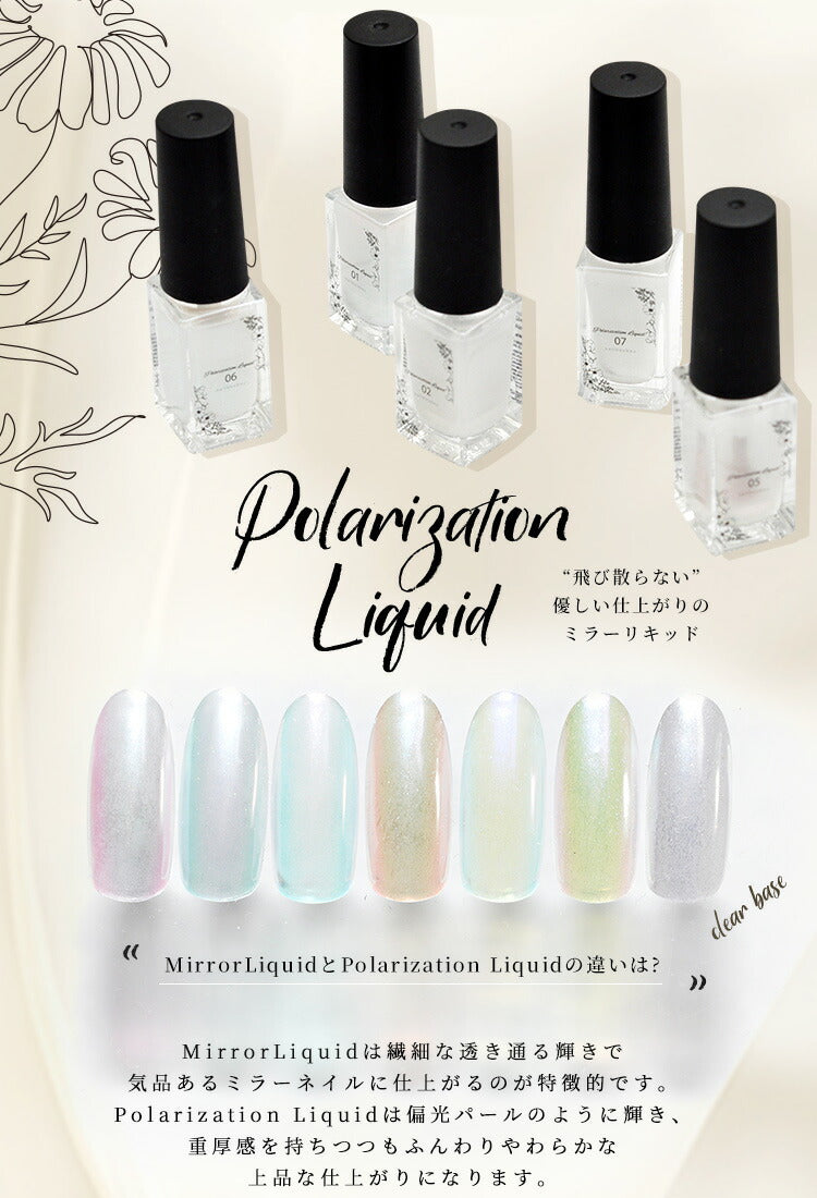 Polarization Liquid オーロラリキッド うるうる うるうるリキッド ミラーパウダー 選べる7色 オーロラパールミラー パウダー ジェルネイル用品 カラーパウダー カラージェル カラー ミラー ネイル工房