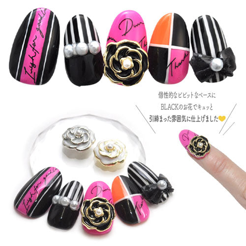 ネイルパーツ 2個入 フラワー パーツ ネイル カメリア 薔薇 パール ジェルネイル ネイルジュエリー ネイルアート | ネイルパーツ ネイル用品 ジェル ジェルネイルパーツ 花 ジェルネイル用品 セルフネイル ストーン ネイルグッズ ネイル工房