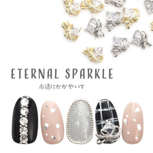 リボン 2個入 ジルコニア 輝きが違う ネイルパーツ メタルパーツ ジェルネイル 選べる2種類 | ネイル パーツ ネイルパーツ ジェル ネイル用品 ハンドメイド デコ メタル デコパーツ ジュエリーネイル ネイルグッズ ジェルネイルパーツ シルバー ビジュー ネイル工房