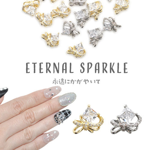 リボン 2個入 ジルコニア 輝きが違う ネイルパーツ メタルパーツ ジェルネイル 選べる2種類 | ネイル パーツ ネイルパーツ ジェル ネイル用品 ハンドメイド デコ メタル デコパーツ ジュエリーネイル ネイルグッズ ジェルネイルパーツ シルバー ビジュー ネイル工房