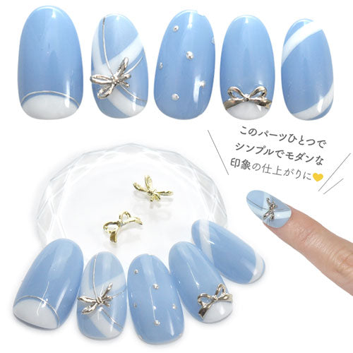 ネイルパーツ 5個入 リボン 立体 フレンチ | ネイル ジェルネイル パーツ ネイル用品 デコ ネイルジュエリー シルバー ゴールド ネイル工房 ネイルアート ネイルグッズ デコパーツ ジェルネイルアート メタル ジェル ジェルネイルパーツ