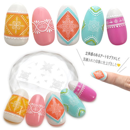 キルト レース カラフル 北欧 フラワー チェック ネイルシール ホワイト | ジェルネイル ネイルシール ネイル ネイル用品 ジェル シール デコ用品 貼るだけ ジェルネイルシール チェック柄 ネイルアート ジェルネイルアート ネイル工房