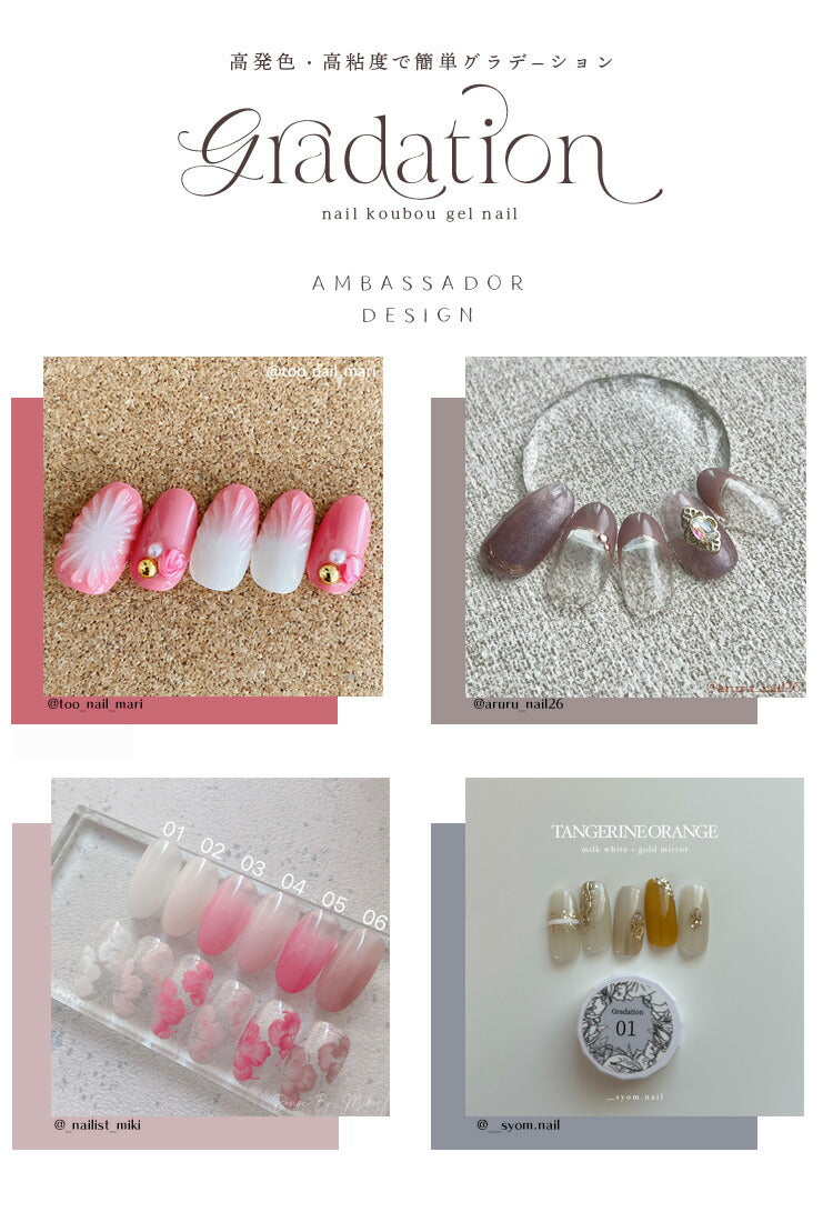 【全6色セット】ヨーロッパで大流行 新感覚 グラデーションジェル 超高発色 カラージェル ジェルネイル | カラー ポリッシュ ネイルジェル アートジェル ジェルネイル用品 爪 ジェルネイルアート ネイル工房 にわちゃん