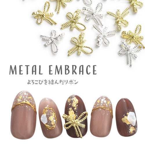 ネイルパーツ 5個入 リボン 立体 フレンチ | ネイル ジェルネイル パーツ ネイル用品 デコ ネイルジュエリー シルバー ゴールド ネイル工房 ネイルアート ネイルグッズ デコパーツ ジェルネイルアート メタル ジェル ジェルネイルパーツ