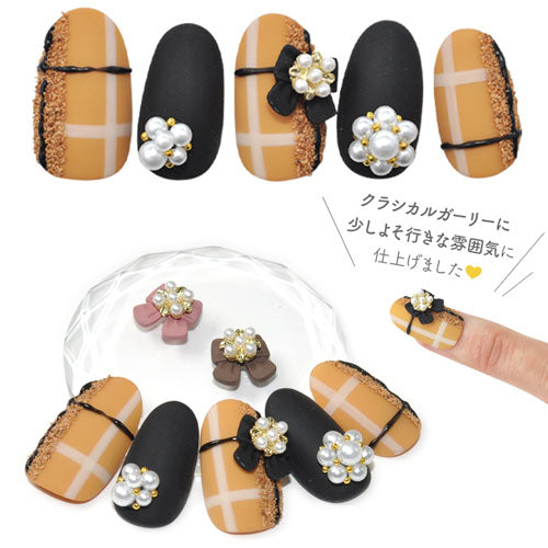 リボン 2個入 パール付き 選べる3色 メタルパーツ リボンパーツ ネイルジュエリー ネイルパーツ | ジェルネイル ネイル パーツ ジェル ネイル用品 メタル デコパーツ ジュエリーネイル ジェルネイルパーツ ネイル工房