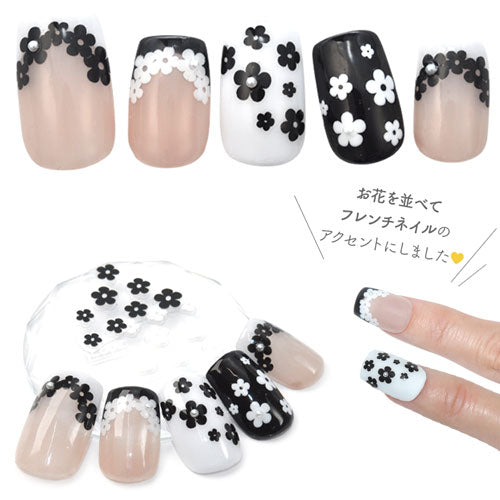 ネイルシール 極薄 ネイルアート フラワー 花 小花 モノトーン 黒 白 金 銀 | ジェルネイル ネイル パーツ ネイル用品 ネイルパーツ シール ジェル ジェルネイルシール 貼るだけ ネイルアートシール セルフネイル アート ジェルネイル用品