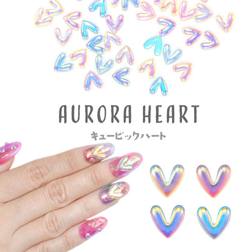 ネイルパーツ 10個入 ハート オーロラ クリア感 バレンタイン うるうる ネイルジュエリー メタルパーツ | ジェルネイル ネイル用品 ジェル レジン メタルパーツ ハンドメイド パール ネイルジュエリー ネイル工房