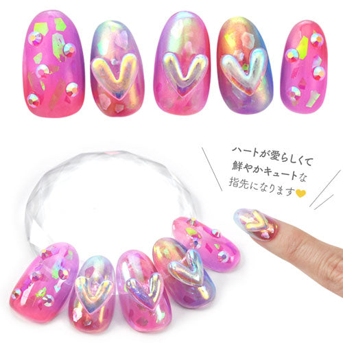ネイルパーツ 10個入 ハート オーロラ クリア感 バレンタイン うるうる ネイルジュエリー メタルパーツ | ジェルネイル ネイル用品 ジェル レジン メタルパーツ ハンドメイド パール ネイルジュエリー ネイル工房