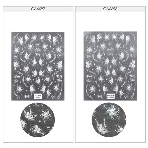 ネイルシール超立体5Dフラワー薔薇バラ白ホワイトネイルアート|3dネイルジェルネイルネイルパーツネイル用品ネイルパーツシールジェルジェルネイルシール貼るだけネイルアートシールネイル工房