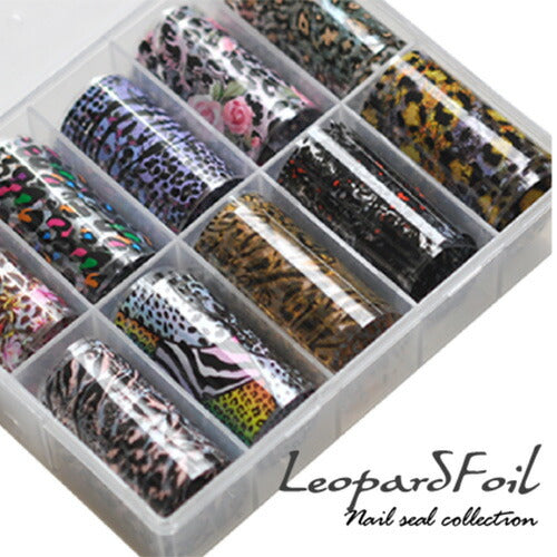 ミラーホイル レオパード 10色セット 幅広タイプ | ジェルネイル ネイル パーツ ネイル用品 ネイルパーツ ジェル ホイル レオパード アニマル ネイルアート ネイルナゲット ネイルホイル フォイル ネイルグッズ ミラーホイル ネイル工房