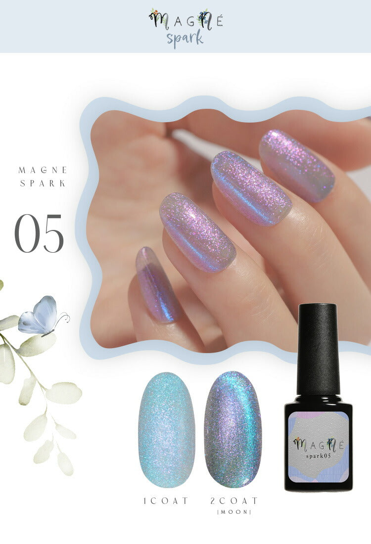 【全品半額coupon事前配布中】Magneマグネカラージェルジェルネイルミストスパーク5micron5ミクロンマグネットネイルクリアカラーアートジェルジェルネイル用品爪ネイル工房にわちゃん