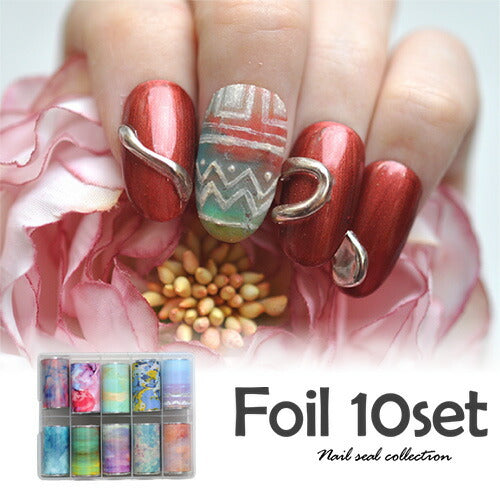 ホイル 10色セット 幅広タイプ | ジェルネイル ネイル パーツ ネイル用品 ネイルパーツ ジェル ホイル 金箔 天然石 ネイルアート ネイルナゲット ネイルホイル フォイル ネイルグッズ ミラーホイル ネイル工房