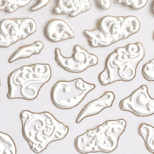 ネイルシール 超立体 3D 模様 紋章 白 ホワイト ネイルアート| 3dネイル ジェルネイル ネイル パーツ ネイル用品 ネイルパーツ シール ジェル ジェルネイルシール 貼るだけ ネイルアートシール ネイル工房