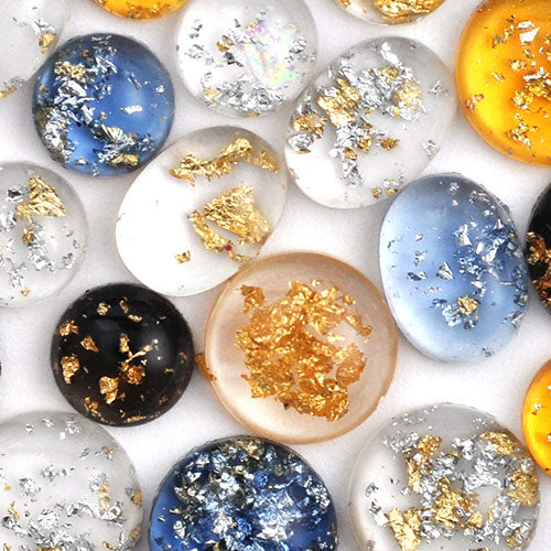 ラインストーンセット 金箔入り ラインストーン ガラスドーム 6個セット 合計60個前後 | ジェルネイル ネイル パーツ ジェル ネイル用品 ネイルパーツ ストーン ネイルアート デコパーツ 大粒 オーバル ジェルネイル用品 アート グッズ 金箔 ネイル工房