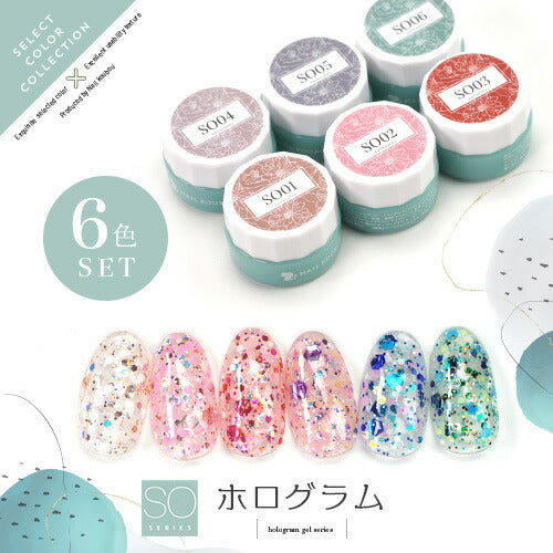 【全6色セット】Select color SOシリーズ ホログラム カラージェル ジェルネイル セレクトカラージェル | カラー ポリッシュ ネイルジェル アートジェル ジェルネイル用品 爪 カラージェルネイル ジェルネイルアート ネイル工房 にわちゃん