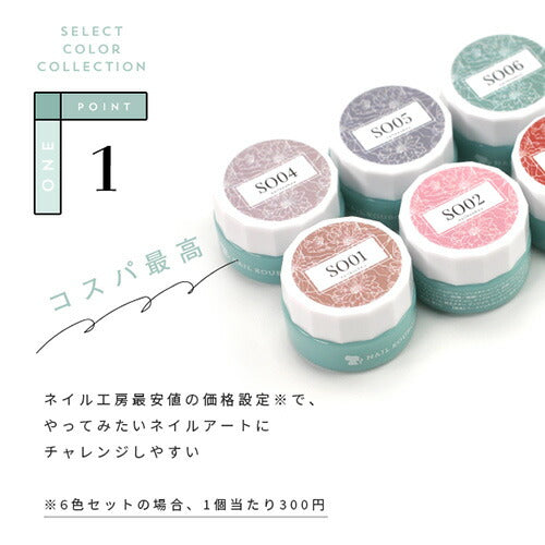 【全6色セット】Select color SOシリーズ ホログラム カラージェル ジェルネイル セレクトカラージェル | カラー ポリッシュ ネイルジェル アートジェル ジェルネイル用品 爪 カラージェルネイル ジェルネイルアート ネイル工房 にわちゃん