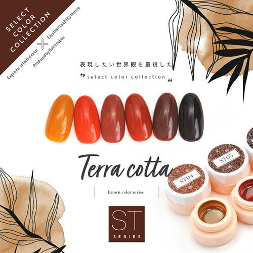 Select color STシリーズ TerraCotta シアー テラコッタ ブラウン えんじ カラージェル ジェルネイル セレクトカラージェル | カラー ポリッシュ ネイルジェル アートジェル ジェルネイル用品 爪 カラージェルネイル ジェルネイルアート ネイル工房 にわちゃん