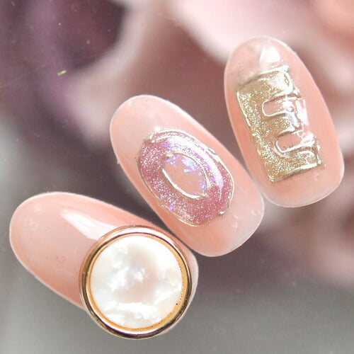 ラウンドボタンパーツ ネイルジュエリー ファー アニマル柄 天然石風