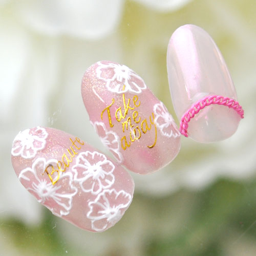 ネイルシール 超立体 5D フラワー 薔薇 バラ 白 ホワイト ネイルアート