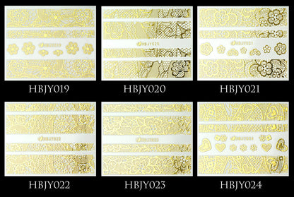 ネイルシール レース模様 ゴールド シルバー ホワイト白 ブラック黒96種類【001～020】 | レース ネイル シール ネイル用品 レースシール ネイルパーツ デコシール ジェルネイル パーツ ネイルアートシール ジェルネイルシール セルフ ジェルネイル用品