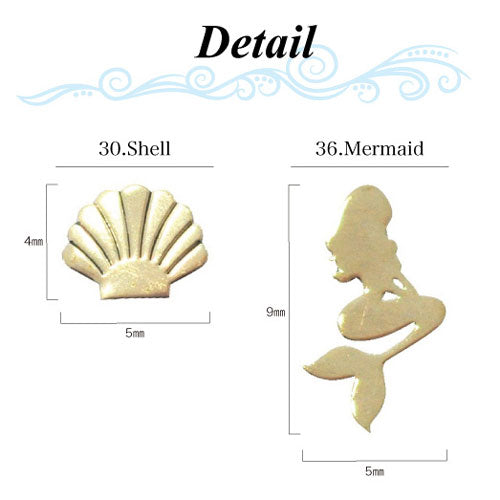 ネイルジュエリー約50枚入り オーシャン薄型メタルパーツで夏のネイルアートを満喫 | ジェルネイル ネイルパーツ ジェル ネイル用品 ハンドメイド デコ メタル かわいい  スタッズ 夏 ネイルアート ネイルジュエリー マリン サマー メタルスタッズ ネイル工房