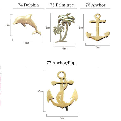 ネイルジュエリー約50枚入り オーシャン薄型メタルパーツで夏のネイルアートを満喫 | ジェルネイル ネイルパーツ ジェル ネイル用品 ハンドメイド デコ メタル かわいい  スタッズ 夏 ネイルアート ネイルジュエリー マリン サマー メタルスタッズ ネイル工房