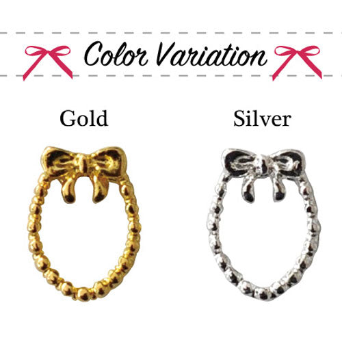 ネイルジュエリー リボン付ブリオンフレーム 選べる2色 | ジェルネイル ネイル パーツ ネイルパーツ ジェル ネイル用品 リボン ブリオン リボンモチーフ メタルパーツ デコ フレーム メタル  ネイルアート ジュエリーネイル メタルフレーム ネイルグッズ ネイル工房