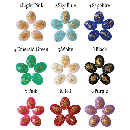 【メール便OK】ジェルネイルに埋め込みOK 金箔入りラインストーンオーバル5粒入り ネイルジュエリー | ジェルネイル ネイル パーツ ジェル ネイル用品 ネイルパーツ ストーン ラインストーン ネイルアート デコパーツ 大粒 オーバル ジェルネイル用品 アート グッズ 金箔