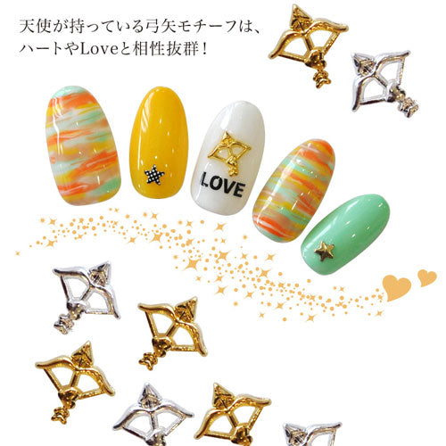 メタルパーツ ハートを射止める天使の弓矢 ネイルアート | ジェルネイル ネイル パーツ ネイルパーツ ジェル ネイル用品 ネイルジュエリー ハート ハンドメイド メタル ジュエリーネイル ネイルグッズ ジュエリー ジェルネイル用品 デコパーツ アート