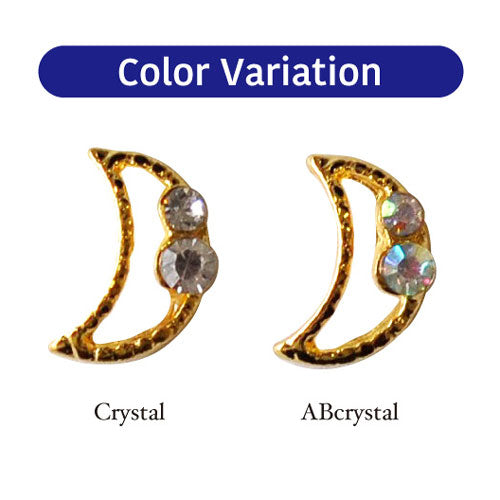 メタルパーツ 2粒ストーンの三日月 ネイルアクセサリー ネイルアート | ジェルネイル ネイル パーツ ネイルパーツ ジェル ネイル用品 ストーン ネイルジュエリー ハンドメイド デコ メタル ムーン 月  ジュエリーネイル ネイルグッズ ネイル工房