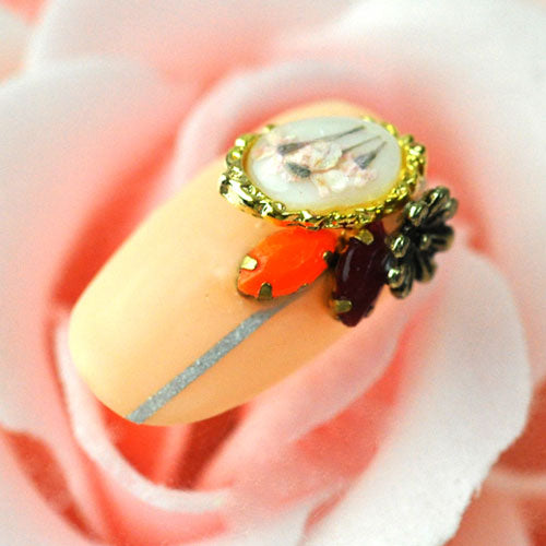 メタルパーツ ネイルジュエリー ネイルパーツ (ゴールド / シルバー  ドライフラワー フレーム 押し花 ストーン | ジェルネイル ネイル パーツ 花 ジェル ネイル用品 フラワー メタル  ネイルアート ジュエリーネイル メタルフレーム フラワーパーツ ネイル工房 春