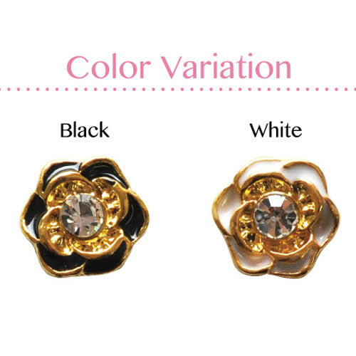 ネイルパーツ ( ゴールド / シルバー ) カメリアのようなストーンフラワー 2粒入り | ジェルネイル ネイル パーツ 花 ジェル ネイル用品 ストーン メタルパーツ ネイルジュエリー デコ メタル  ネイルアート ジュエリーネイル フラワーパーツ ネイル工房