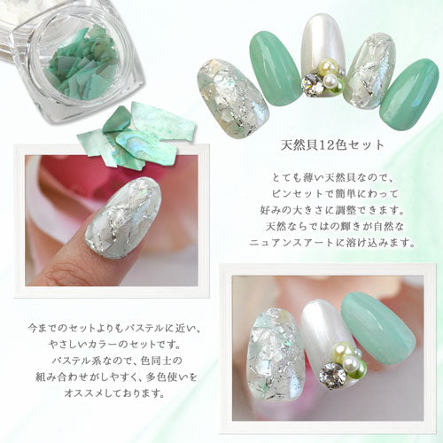 シェル 極薄 天然貝 シェル12色セット ジェルネイル レジン 貝
