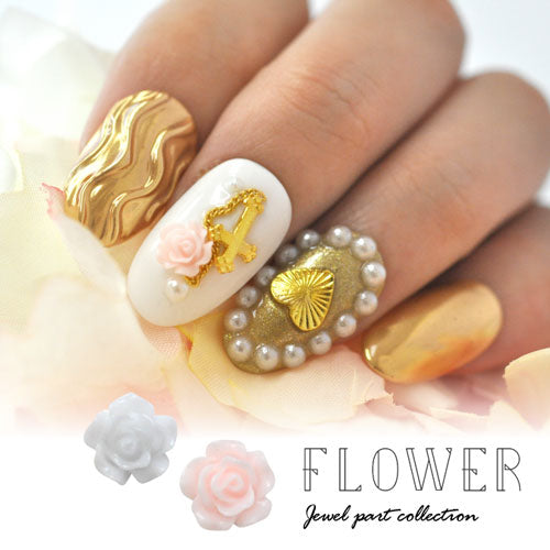 ネイルパーツ メタルパーツ 薔薇 フラワー 春 ホワイト / ピンク