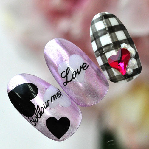 ネイルシール ハート 星 スター ブラック ホワイト | ジェルネイル