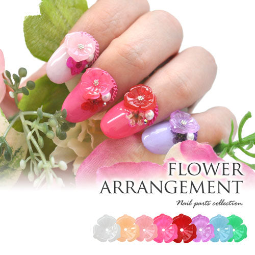 フラワー パーツ 選べる8色 カラフル 樹脂 立体 3D ネイルアート ネイルジュエリー ジェルネイル | 春 ネイル フラワーパーツ 花 ハイビスカス ネイル用品 デコ ネイルパーツ デコ用品  デコレーション 夏 マリン サマー セルフネイル ネイル工房