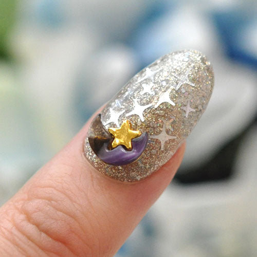 メタルパーツ ネイルジュエリー ネイルパーツ ( ゴールド ) ムーン＆スター ネイルアート ギャラクシー 月 デコ | ジェルネイル ネイル パーツ ジェル ネイル用品 星  ジュエリーネイル ゴールドパーツ シルバーパーツ ジェルネイル用品 アート ネイル工房