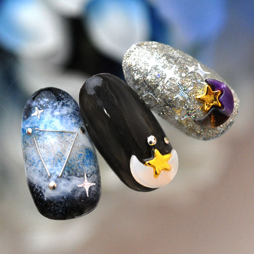 メタルパーツ ネイルジュエリー ネイルパーツ ( ゴールド ) ムーン＆スター ネイルアート ギャラクシー 月 デコ | ジェルネイル ネイル パーツ ジェル ネイル用品 星  ジュエリーネイル ゴールドパーツ シルバーパーツ ジェルネイル用品 アート ネイル工房