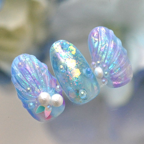 ネイルパーツ ( オーロラ / クリア ) 3サイズアソート | ジェルネイル