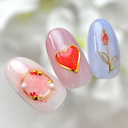 メタルパーツ  カーブ付きフレーム メタルパーツ5個入 ゴールド シルバー |ネイル デコ パーツ ジェル ネイルパーツ ネイル用品 スタッズ ネイルアート プレート 丸 メタル フレーム ハート メタルフレーム ジェルネイル シルバーパーツ ジェルネイルパーツ