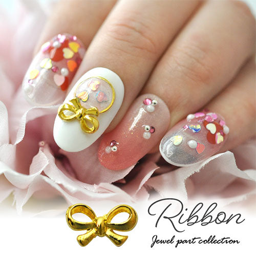 メタルパーツ リボン ネイルパーツ ( ゴールド / シルバー