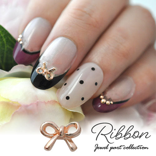 メタルパーツ リボン ネイルパーツ ( ピンクゴールド ) リボンパーツ5