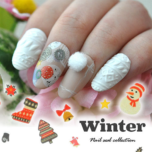 ネイルシール クリスマス サンタ クリスマスツリー 手袋 文字 帽子 冬